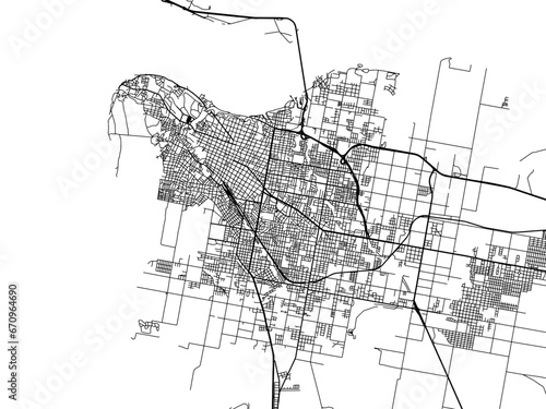 Vector road map of the city of  Parana in Argentina with black roads on a white background. photo
