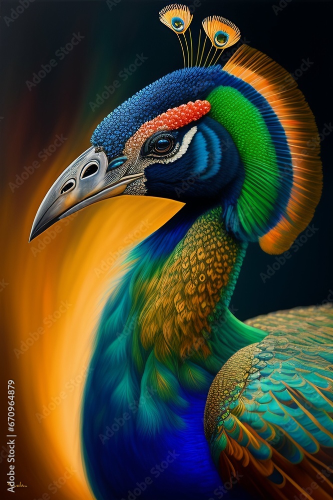 Obraz premium peacock head close up