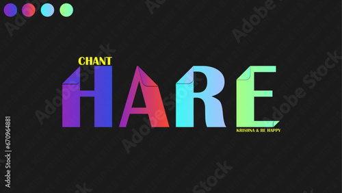 Chant hare krishna & be Happy poster banner design with gradient color