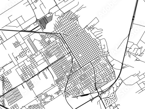 Vector road map of the city of  Zarate in Argentina with black roads on a white background.