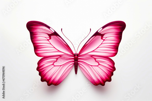 Pink butterfly with white background and white background. photo