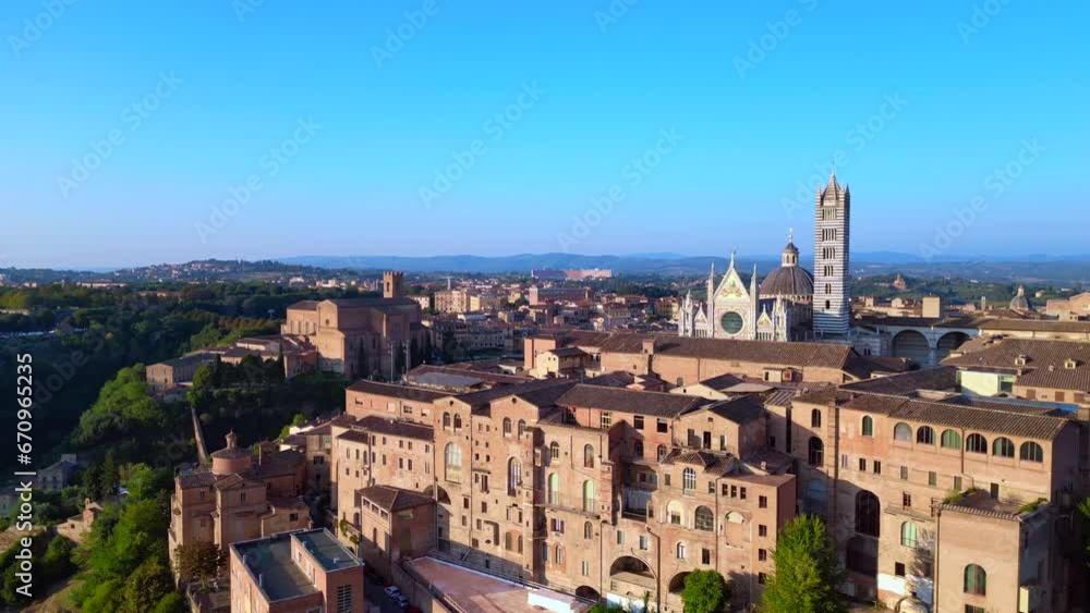 Best aerial top view flight drone. medieval old town city Siena Tuscany Italy Best aerial top view flight drone. medieval old town city Siena Tuscany Italy