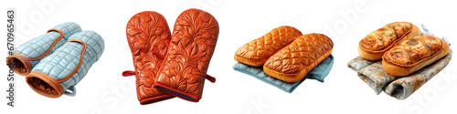 Oven mitts Hyperrealistic Highly Detailed Isolated On Transparent Background Png File