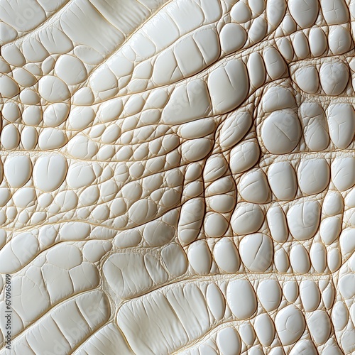 texture of white crocodile leather with seamless pattern. Genuine natural animal skin