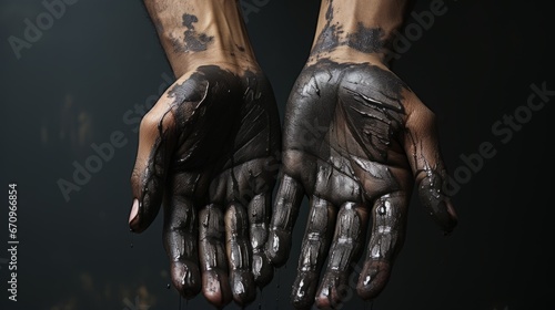 Dirty Hand isolated on solid background © Vladimir