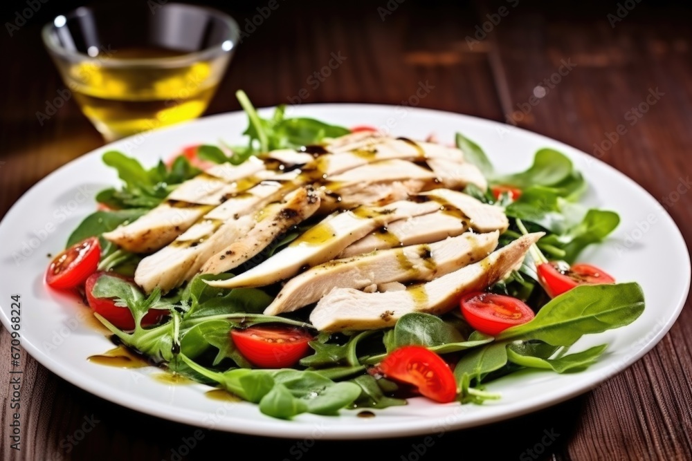 grilled chicken salad drenched in olive oil grilled chicken salad drenched in olive oil