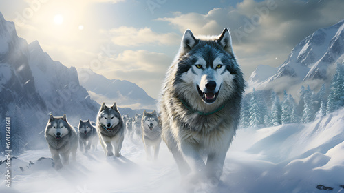 Embark on an epic dog sledding adventure through snow-covered wilderness. This highly detailed banner captures the thrill of winter exploration.