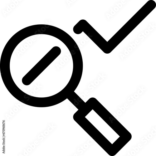 Analytics in outline icon. Analyzing, research, magnifying glass, line chart, business