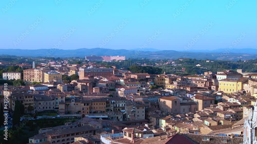 Lovely aerial top view flight drone. medieval old town city Siena Tuscany Italy Lovely aerial top view flight drone. medieval old town city Siena Tuscany Italy