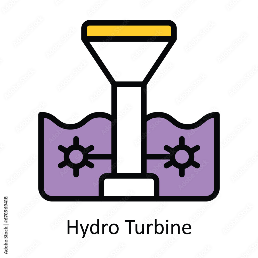 Hydro Turbine vector Filled outline Design illustration. Symbol on White background EPS 10 File 