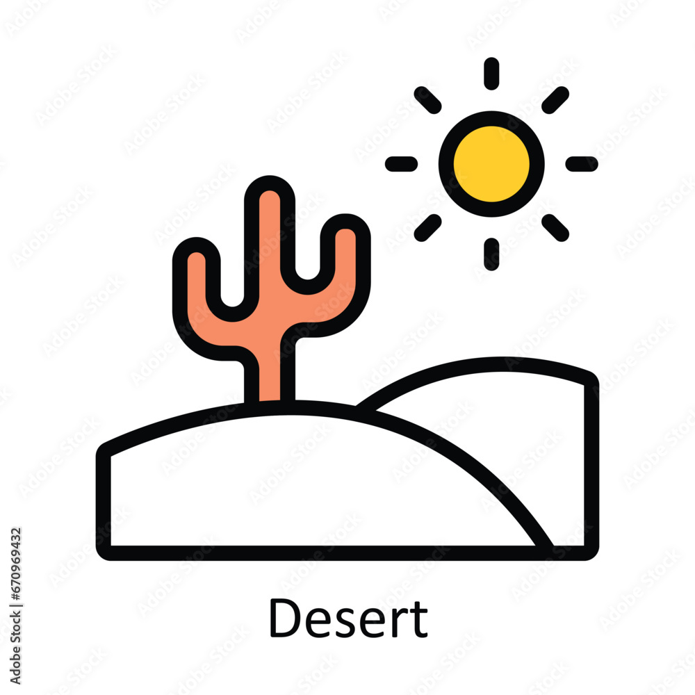 Desert vector Filled outline Design illustration. Symbol on White background EPS 10 File Desert vector Filled outline Design illustration. Symbol on White background EPS 10 File