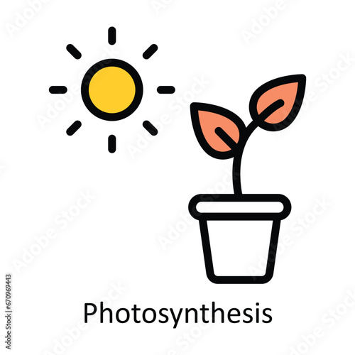 Photosynthesis vector Filled outline Design illustration. Symbol on White background EPS 10 File 