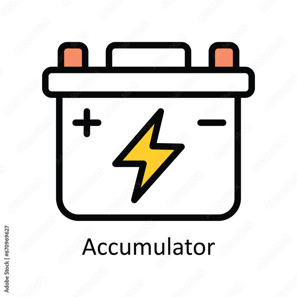 Accumulator vector Filled outline Design illustration. Symbol on White background EPS 10 File Accumulator vector Filled outline Design illustration. Symbol on White background EPS 10 File