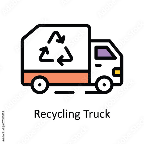 Recycling Truck vector Filled outline Design illustration. Symbol on White background EPS 10 File 
