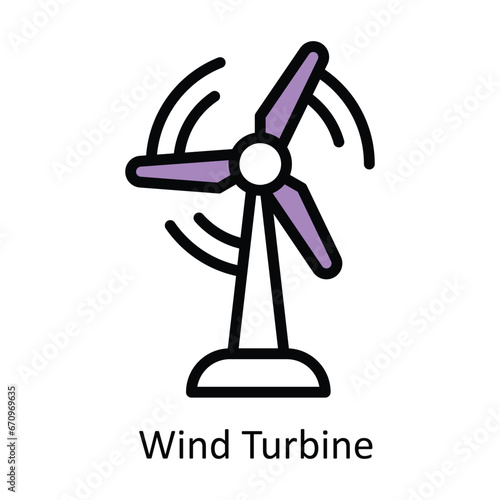 Wind Turbine vector Filled outline Design illustration. Symbol on White background EPS 10 File 