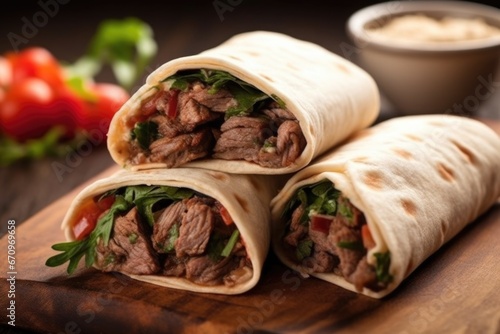 lamb kebabs wrapped in a warm pita bread