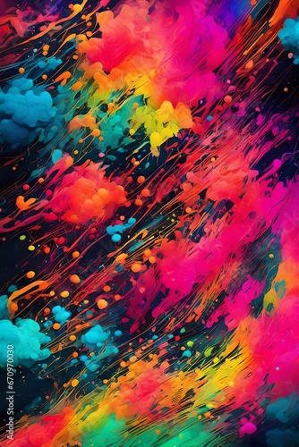 abstract painting art with bursts of bright color