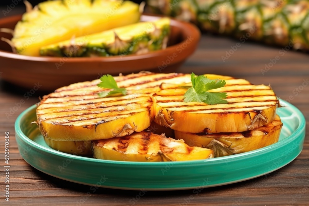 sliced grilled pineapple in a fruit bowl sliced grilled pineapple in a fruit bowl