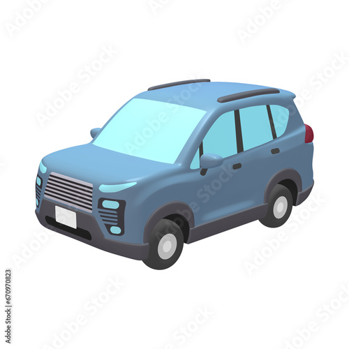 自動車のイラスト素材 デフォルメ SUV ブルー（1_a）