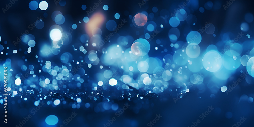 Abstract blue bokeh sparkles , many colors , blurred background for birthday, anniversary, wedding, Christmas, or New Year's Event AI Generative  