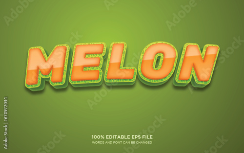 Melon fruit 3d editable text style effect	
