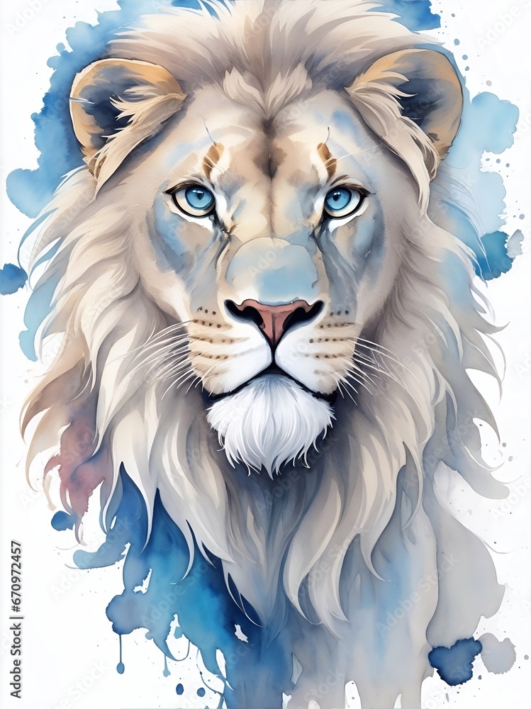 Lion head drawing. AI generated illustration