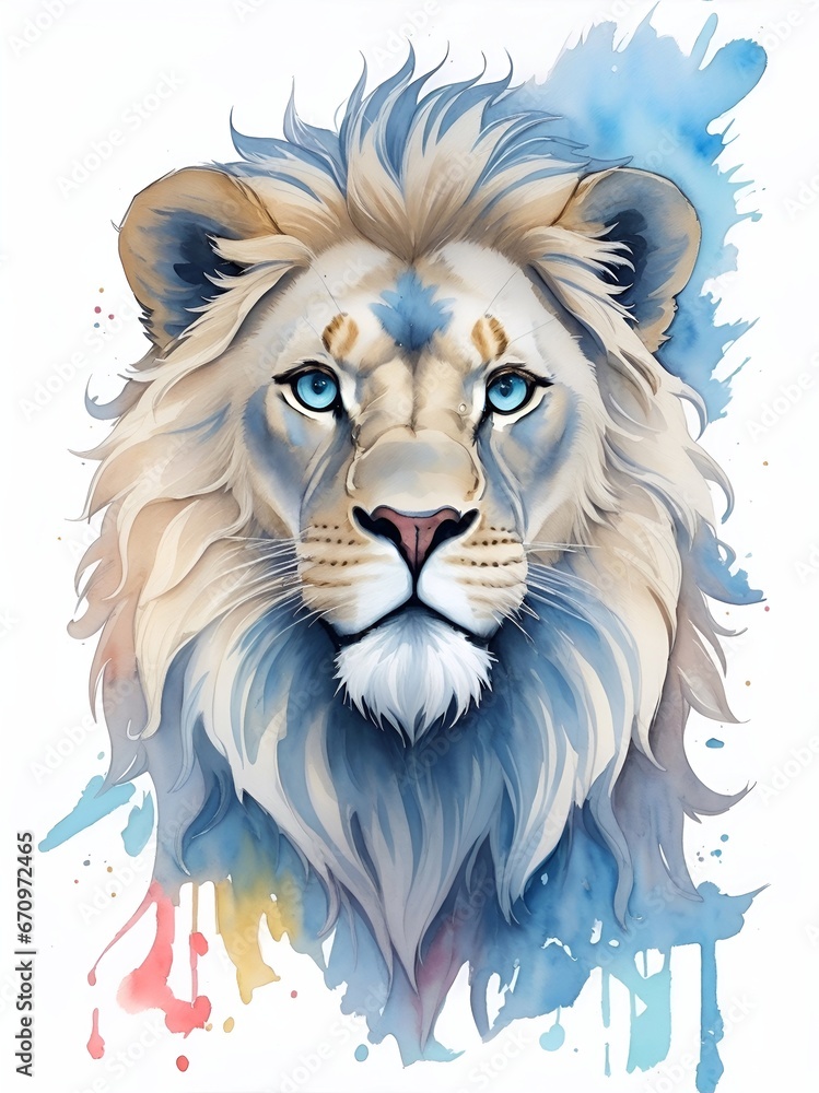 Lion head drawing. AI generated illustration