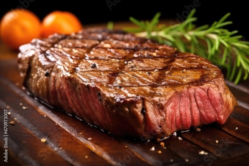 a piece of grilled ribeye steak with juicy texture