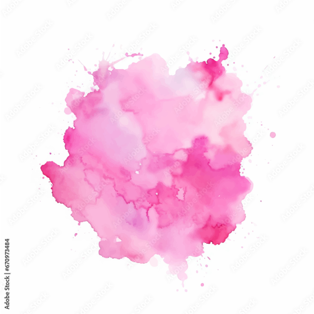Pink splashes, Abstract pink watercolor background texture on white, hand painted on paper