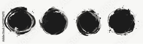 Set black and white illustration of a black and white, Black Watercolor Splash 