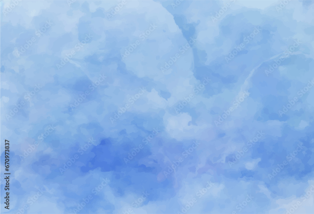 Abstract watercolor background with clouds, Blue watercolor