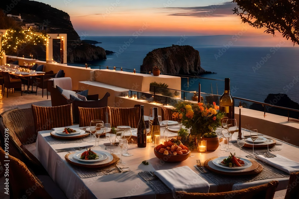 Naklejka premium Mediterranean Cliffside Dining