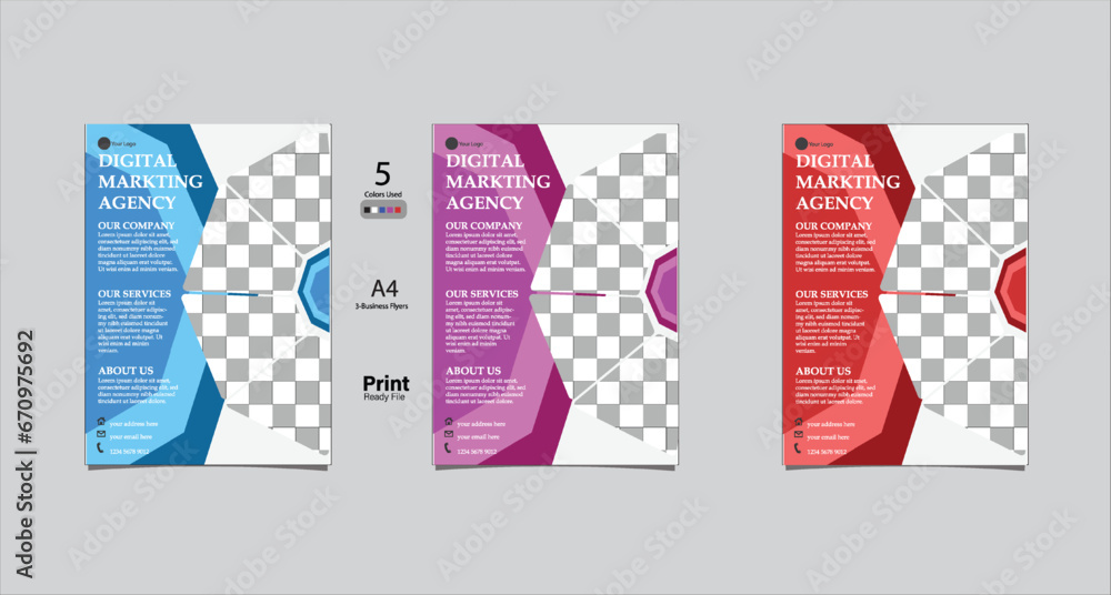 Vector fully editable a4 3-business flyers with different colors Vector fully editable a4 3-business flyers with different colors