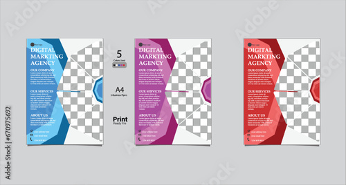 Vector fully editable a4 3-business flyers with different colors