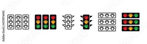 Traffic light icon set. Race lights icons. Vector illustration
