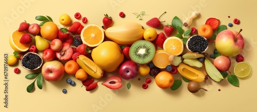various kinds of colorful fresh fruit photo