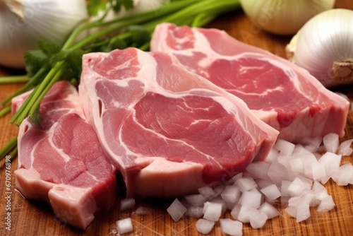 veal chops in close-up, with visible texture