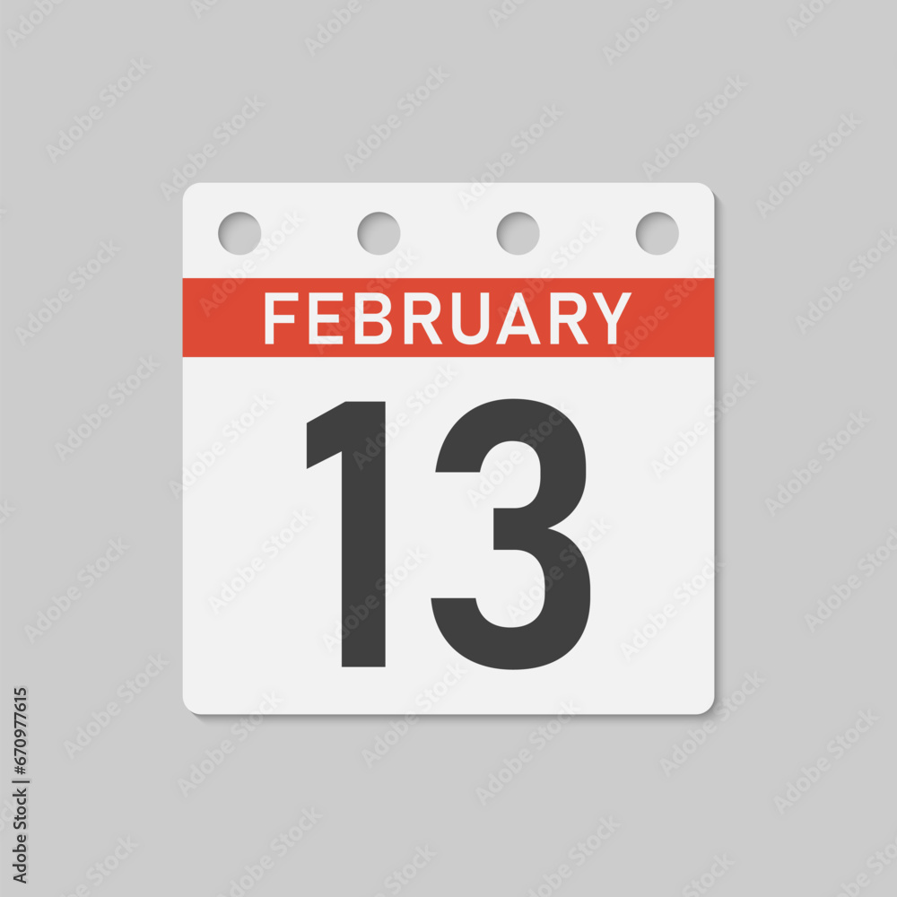 Icon page calendar day - 13 February Icon page calendar day - 13 February