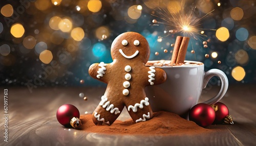 christmas gingerbread cookies and coffee
