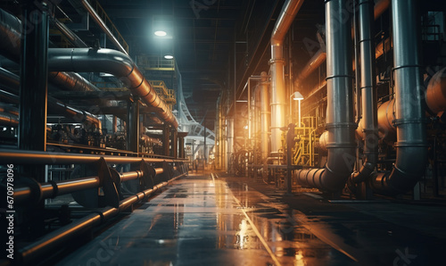 Pipelines inside oil refinery