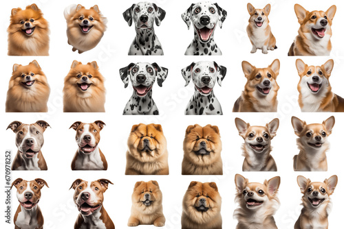 Collection of dogs of various breeds on a transparent background. PNG Collection of cute dogs on a transparent background. © I LOVE PNG