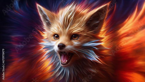 Fiery Fox in a Fantasy World - AI generated Illustration © Norbert