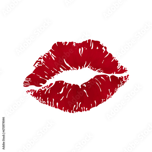 Lip print Kiss white background