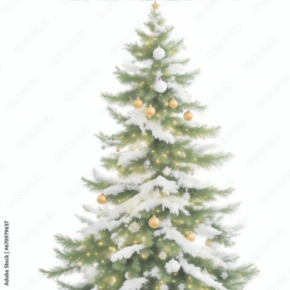 Fototapeta premium A gracefully aged Evergreen Christmas Tree stands alone without ornaments