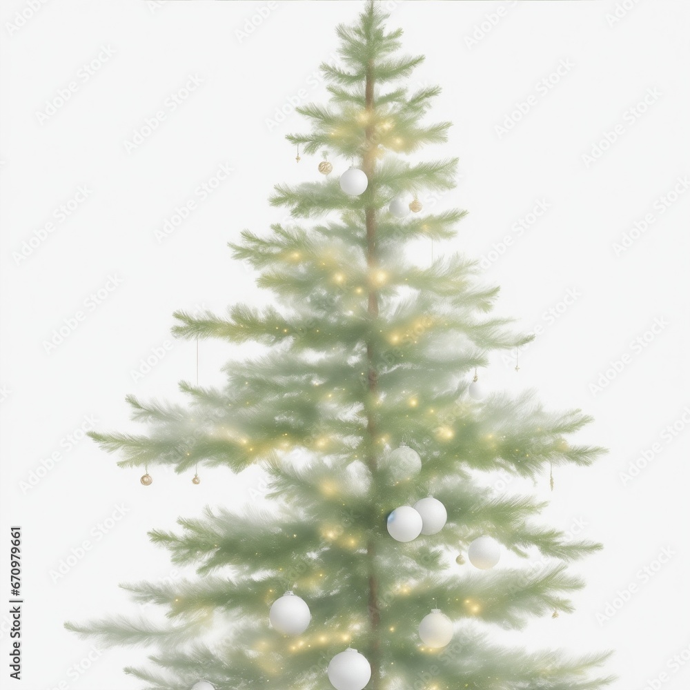 Fototapeta premium A gracefully aged Evergreen Christmas Tree stands alone without ornaments