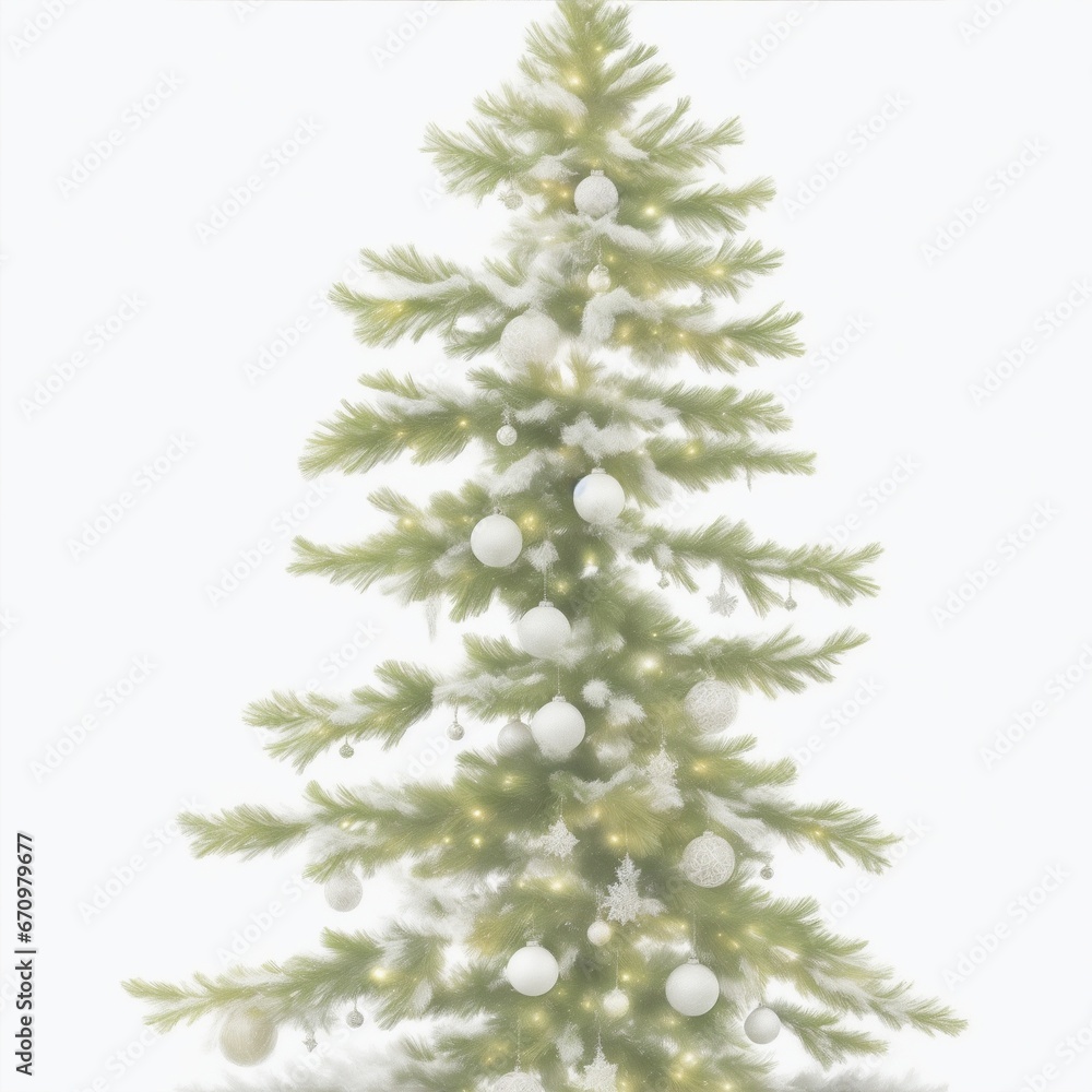 A gracefully aged Evergreen Christmas Tree stands alone without ornaments
