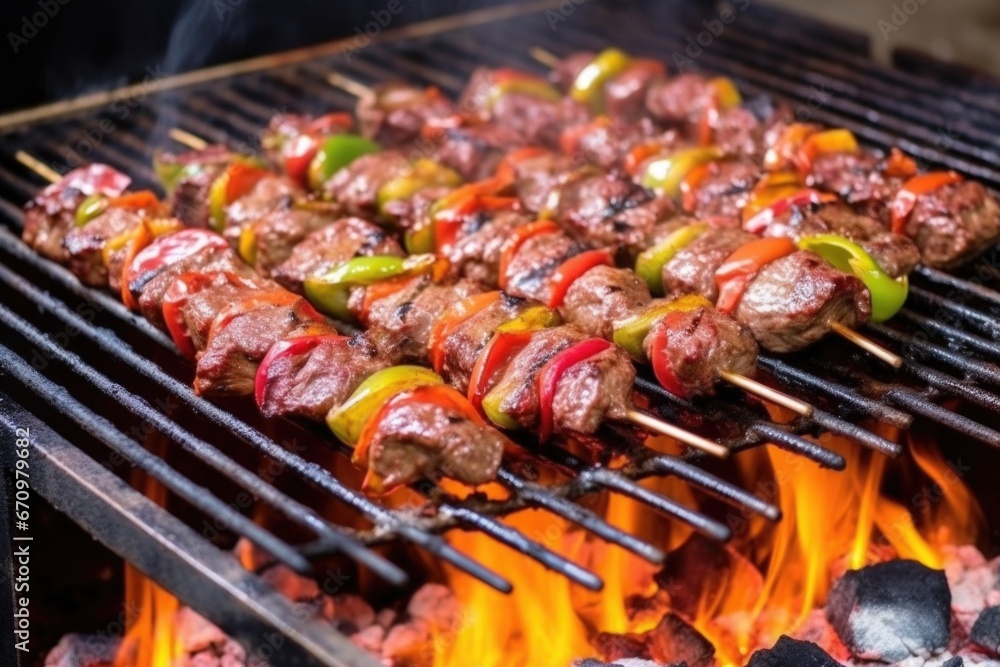 persian joojeh kabab on a traditional iranian mangal grill persian joojeh kabab on a traditional iranian mangal grill