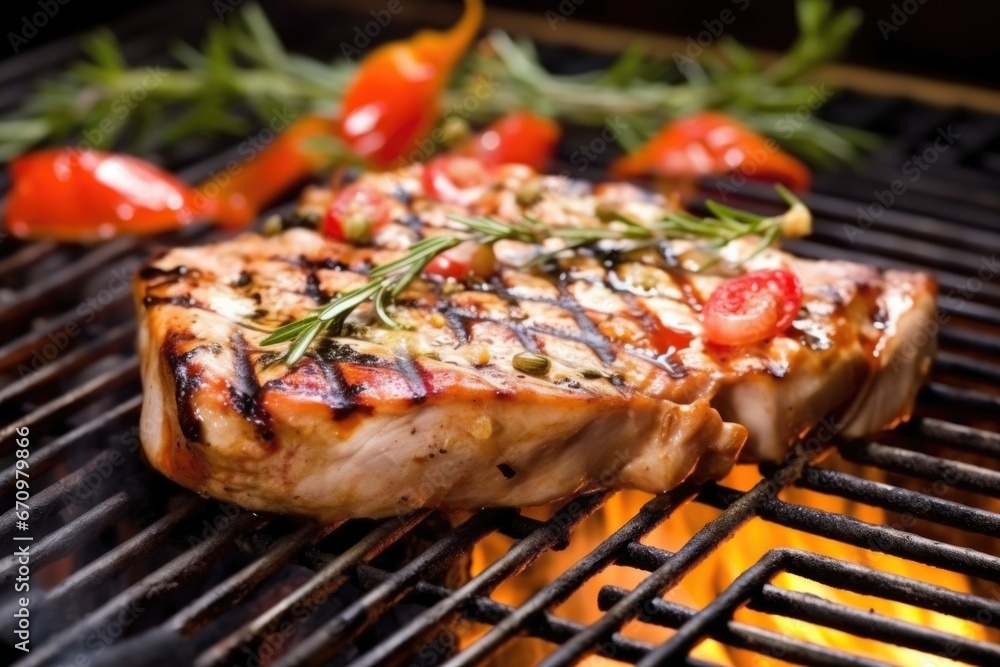italian-grilled swordfish steak on hot bbq grill italian-grilled swordfish steak on hot bbq grill