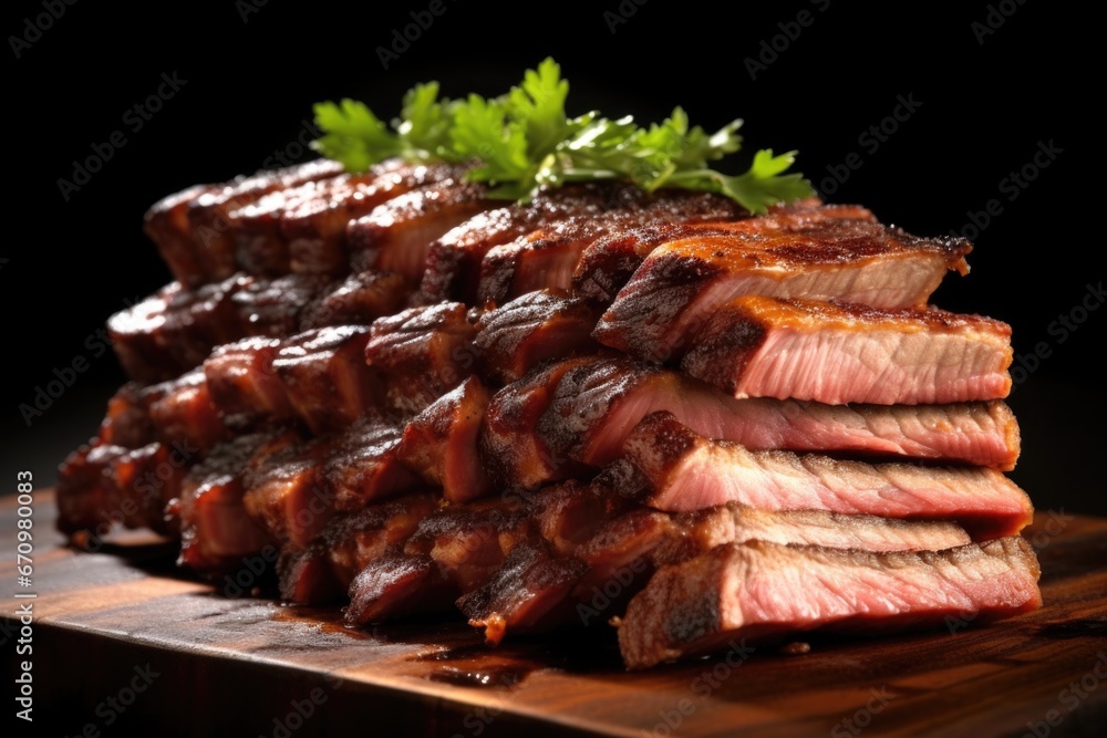 vertical image of ribs stacked in pyramid form