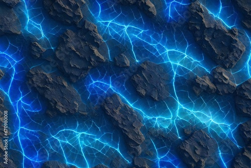 blue inferno ground texture  only floor  digital art  fantasy  top view - AI Generative